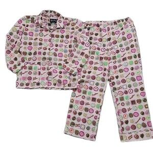 Nick & Nora Pajama Set Size L 12 Chocoholic Candy Vintage Praline Caramel Pink